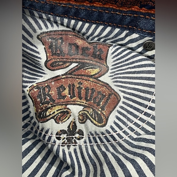 Rock Revival Haley Bootcut Jeans Size 30 Distressed Fleur De Lis Buttons - Picture 13 of 15